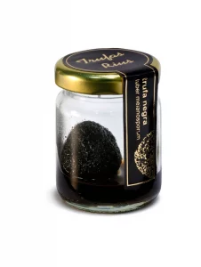 Peso neto: 10 gr. / 0.3527 oz. Frasco de cristal, dentro hay fruta de trufa entera Impregnados en jugo